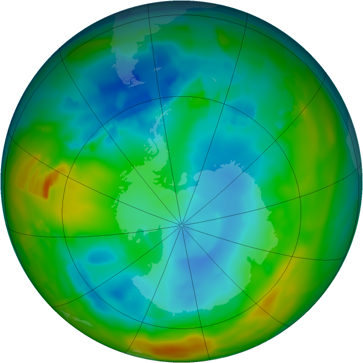 Antarctic ozone map for 04 August 2012